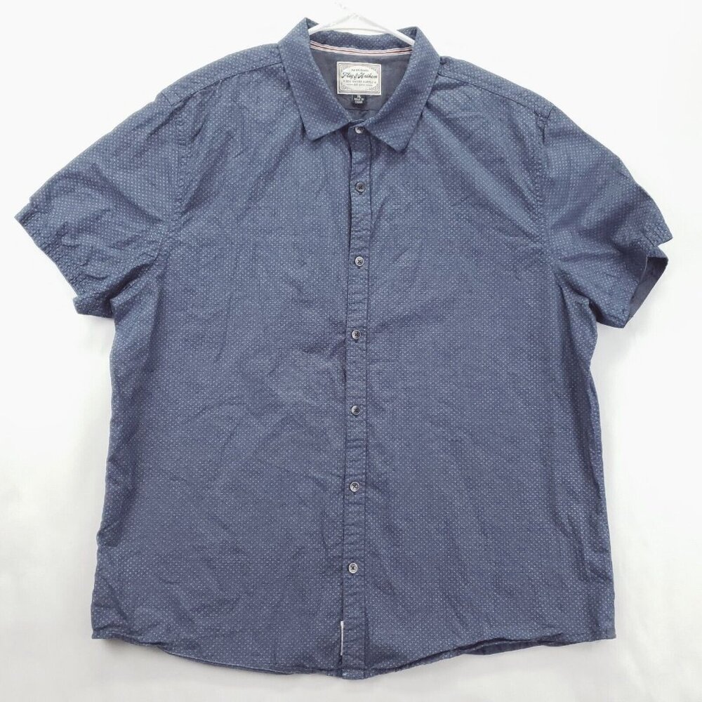 Flag & Anthem Shirt Mens XL Blue 100% Cotton Short Sleeve Classic Button-Up